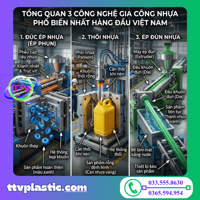 Đúc ép nhựa, thổi nhựa hay ép đùn? Công ty gia công nhựa tư vấn cách chọn phương pháp phù hợp Đúc ép nhựa, thổi nhựa hay ép đùn? Công ty gia công nhựa tư vấn cách chọn phương pháp phù hợp