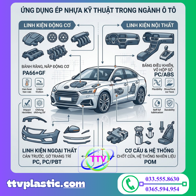Gia Công Ép Nhựa Kỹ Thuật Cho Ngành Ô Tô, Điện Tử, Y Tế – Đạt Chuẩn ISO - Ứng Dụng Ép Nhựa Kỹ Thuật Trong Ngành Ô Tô