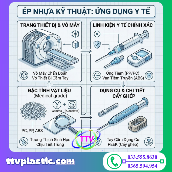 Gia Công Ép Nhựa Kỹ Thuật Cho Ngành Ô Tô, Điện Tử, Y Tế – Đạt Chuẩn ISO - ,Ứng Dụng Trong Ngành Y Tế – Trang Thiết Bị